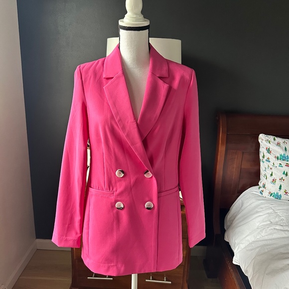 NWT Sanctuary Bright Pink Double Breasted Jacket Blazer - XS - Picture 1 of 2